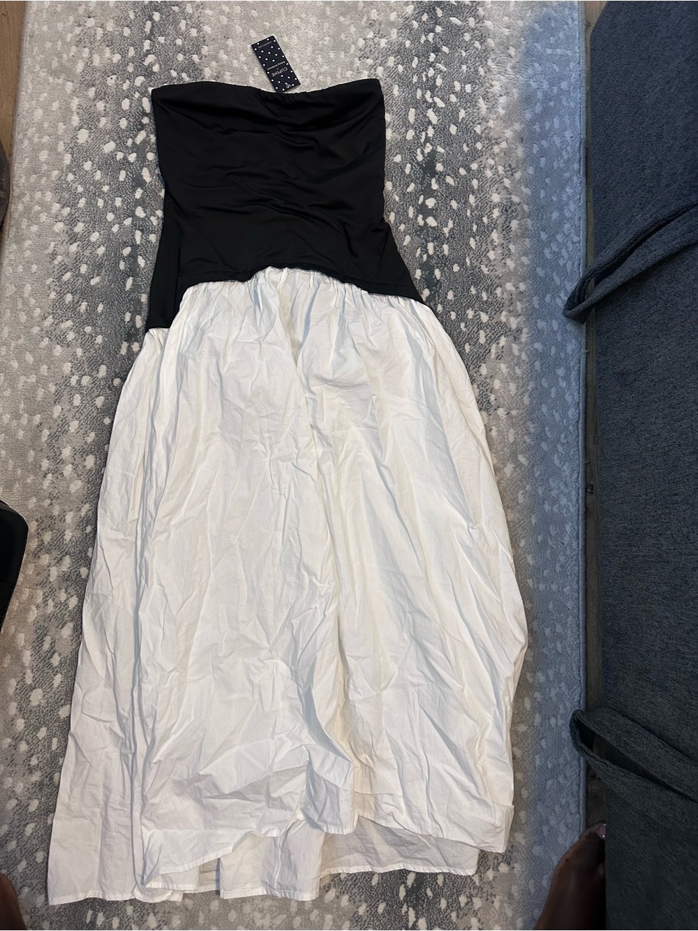 Cubshe Strapless Black & White Two-Tone Cocktail Dress